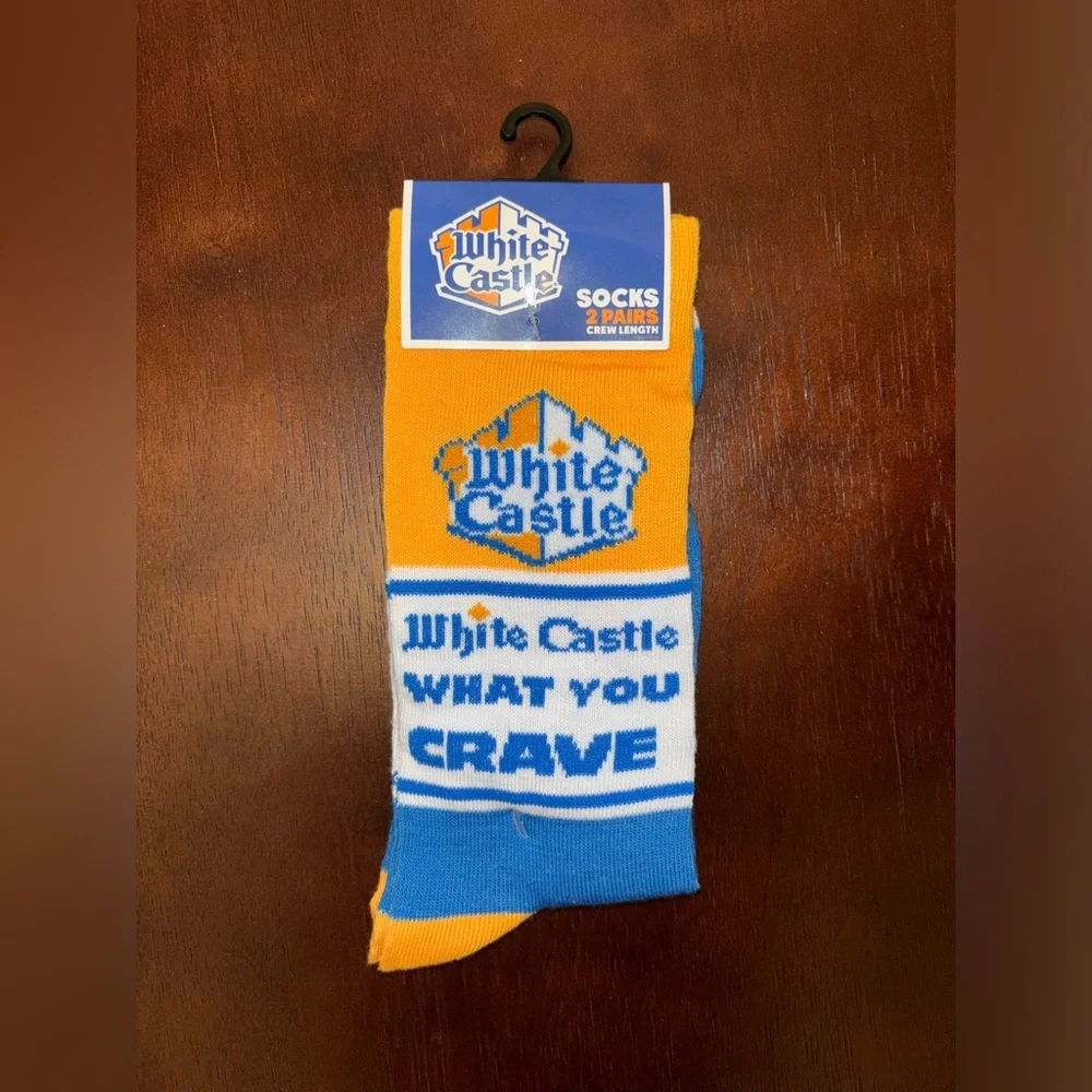 WHITE CASTLE NOVELTY CREW SOCKS NWT MEN’S SHOE SIZE 8-12